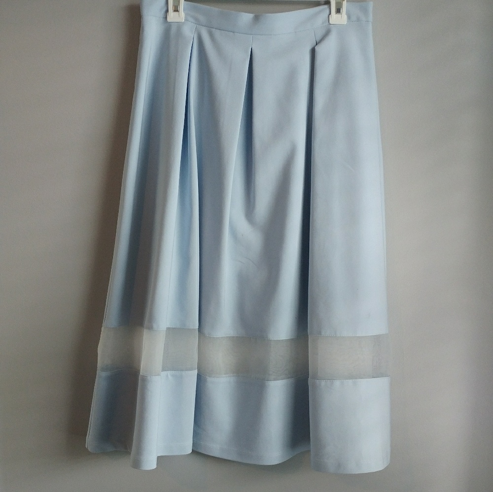 Fancy Pale Blue Midi Skirt